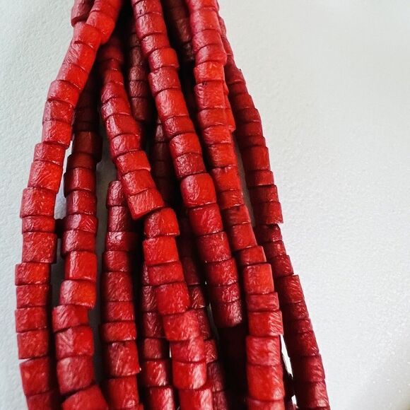 Vintage Chunky Red Multi Strand Beaded Necklace BEAUTIFUL 1502 - Picture 10 of 14